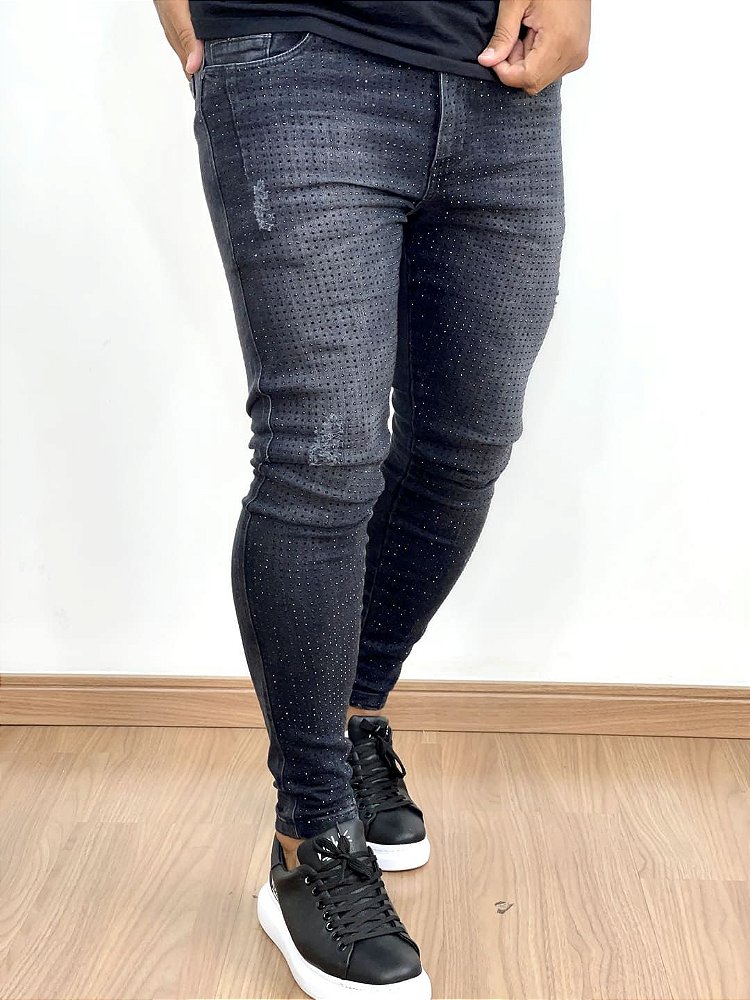 Calça Jeans Masculina Super Skinny Preta Lavada Com Strass* - Imperium  Store | Loja de roupas multimarcas masculina
