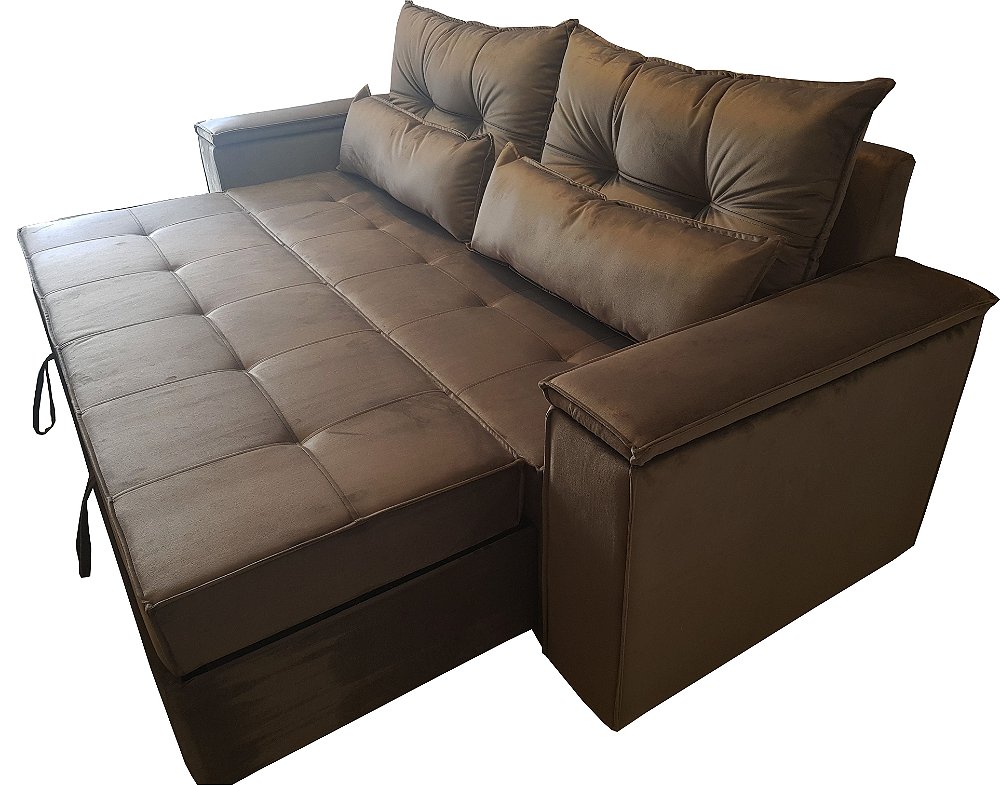 Sofa Cama (Bi cama) alto padrão com mecanismo diferenciado e compacto, com  braços bau . MOdelo LV127BBAU - Lv Estofados