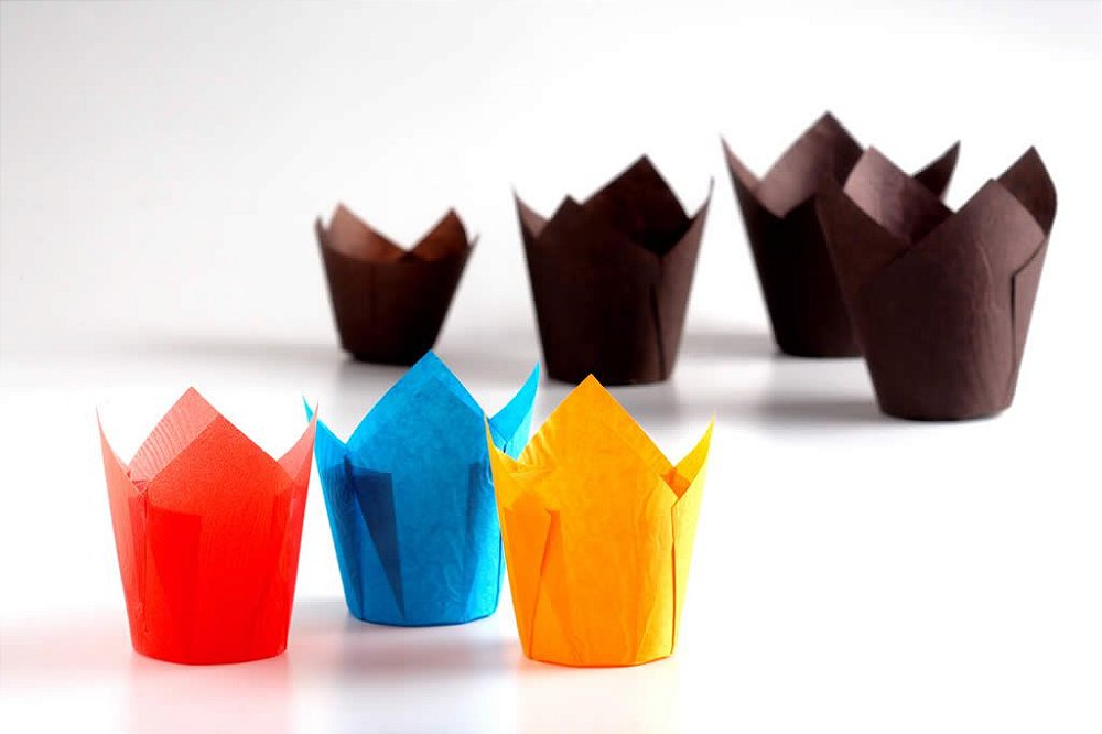 Forminhas Tulipas para CupCake Coração 100UN R 0,34