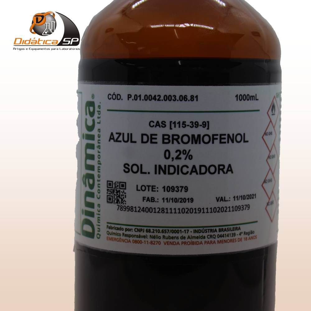 Solução azul de bromofenol hidroalcoólica 0,2 Didática SP