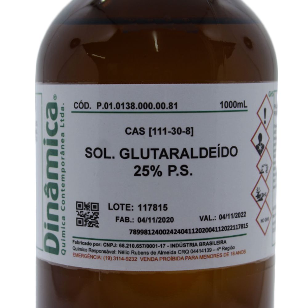 SOLUCAO GLUTARALDEIDO 25% EM AGUA 1L - Didática SP