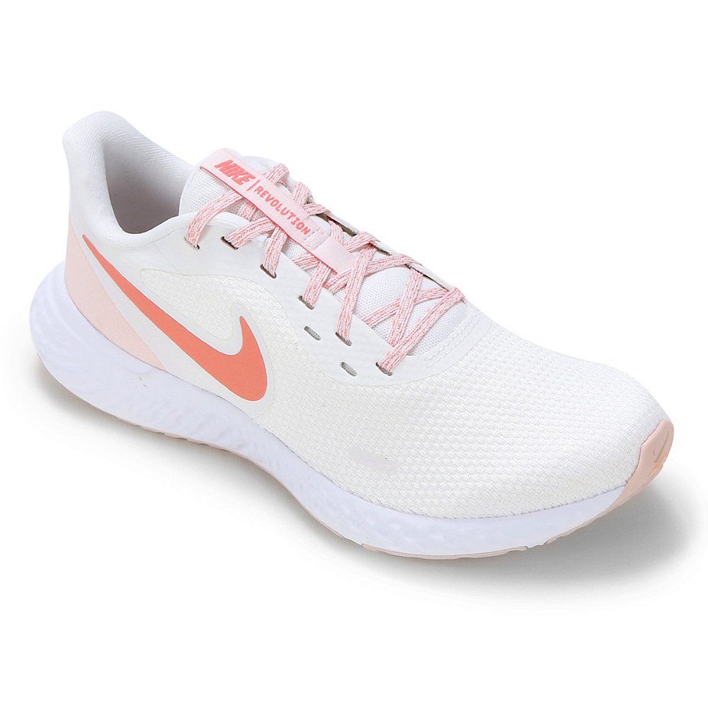 Tênis Nike Revolution 5 Feminino Branco Laranja - Marathon Artigos  Esportivos
