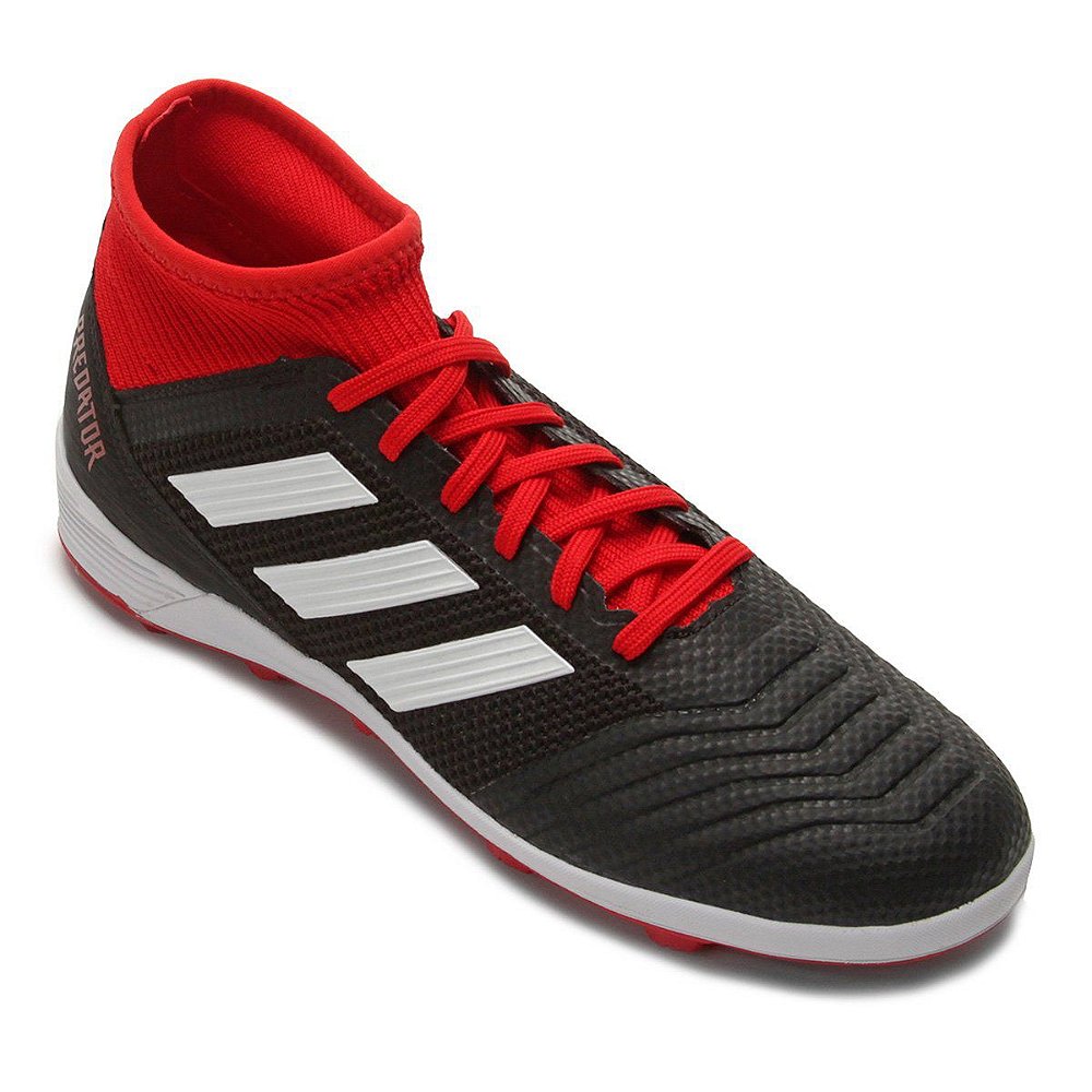 Chuteira Society Adidas Predator Tan 18 3 Preta Vermelha - Marathon Artigos  Esportivos