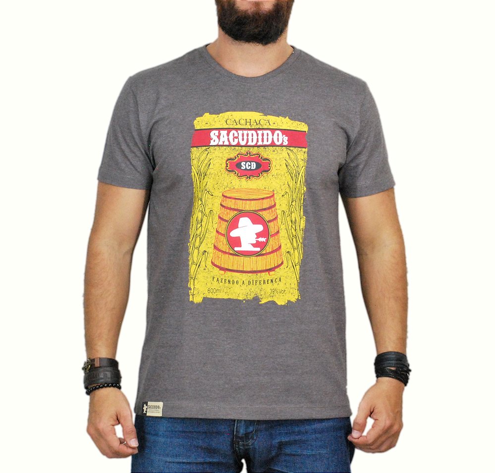 Camiseta Sacudido's Barreiro Marrom Mescla - Bruta Sertaneja - Sacudidos
