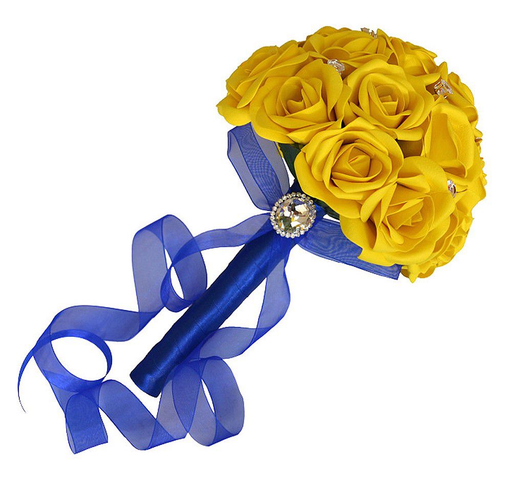 Buquê de Noiva Amarelo e Azul Royal - Bebeca