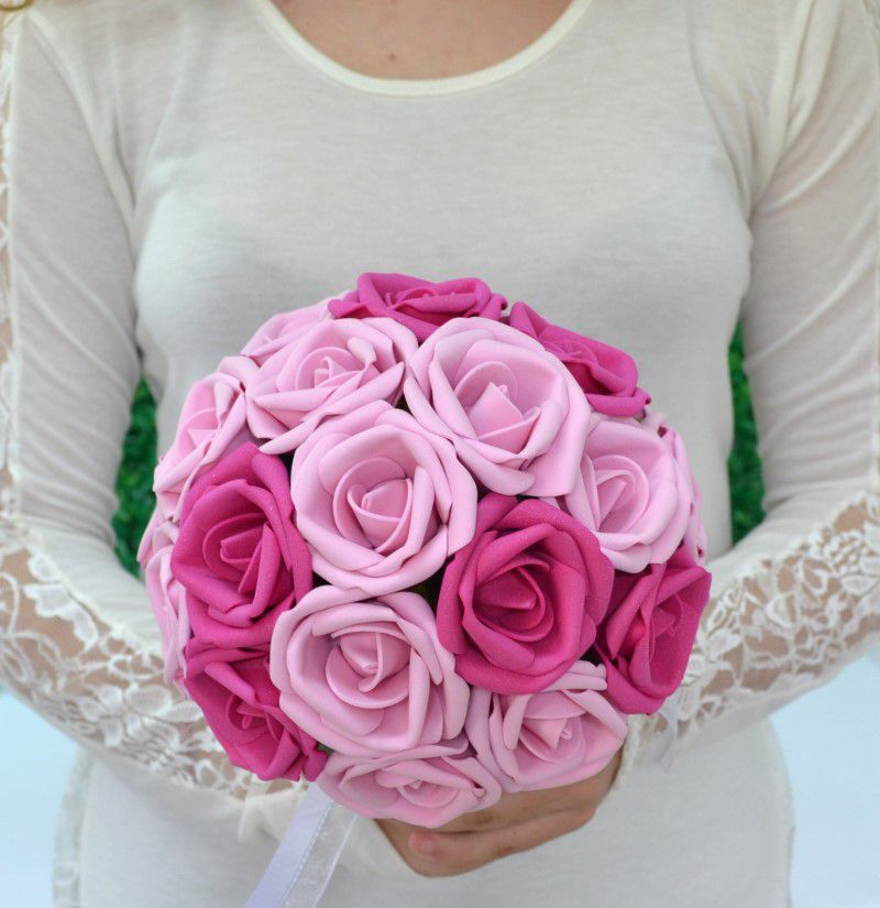 Buquê de Noiva Rosas Pink e Rosa em EVA para Customizar Personalizar -  Bebeca