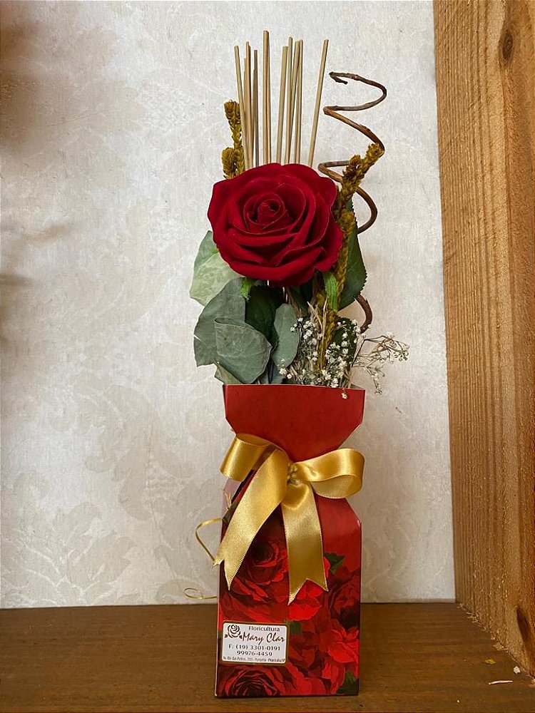 Arranjo de Rosa Vermelha com Flores Desidratadas - Floricultura Mary Clar