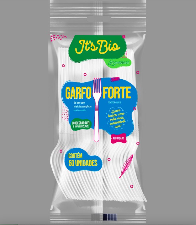 Kit Sachê Garfo e Faca Churrasco Extra Forte Branco 20 kits - Strawplast