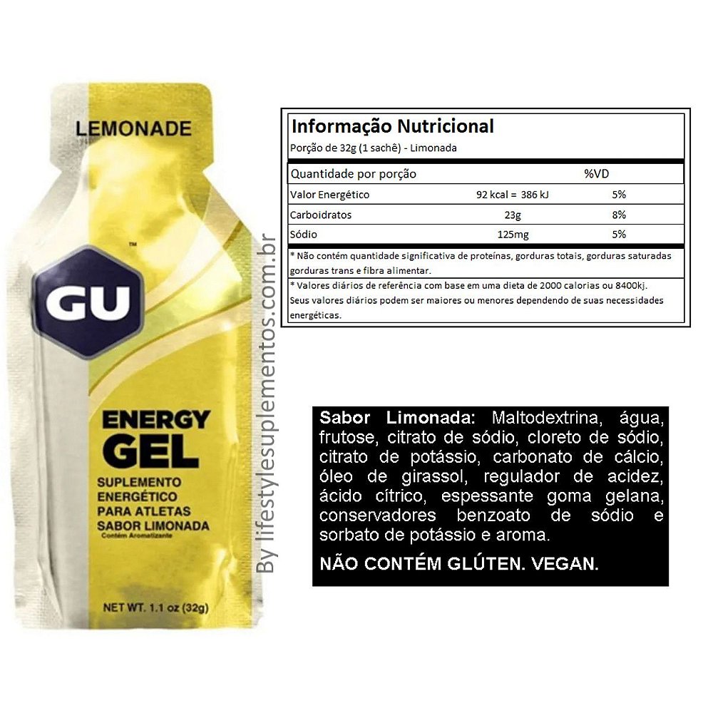 GU Energy Gel Limonada 32g GU Os Melhores Suplementos Nacionais e