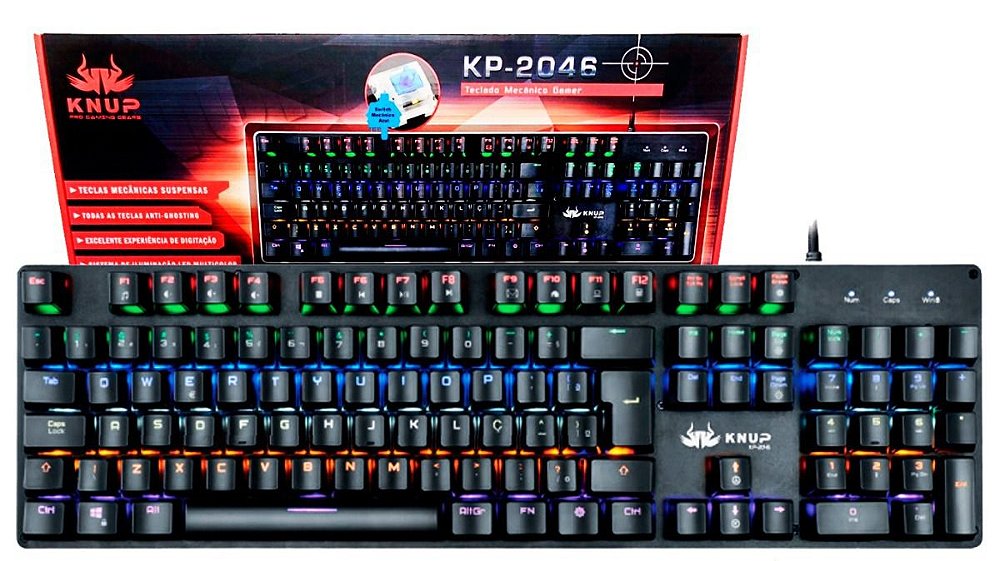Teclado Profissional Gamer Mecânico Led Knup KP-2046 Switch Blue - Intervia  Online - 43-99867-4716 / Loja Informática - Pc Gamer - Assistência técnica