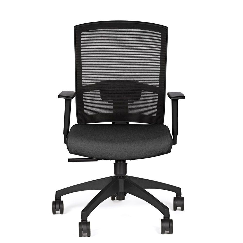 Cadeira Lead 1602 Tela com Apoio Lombar Syncrom Estrutura Preta - KINGFLEX  mobiliário corporativo