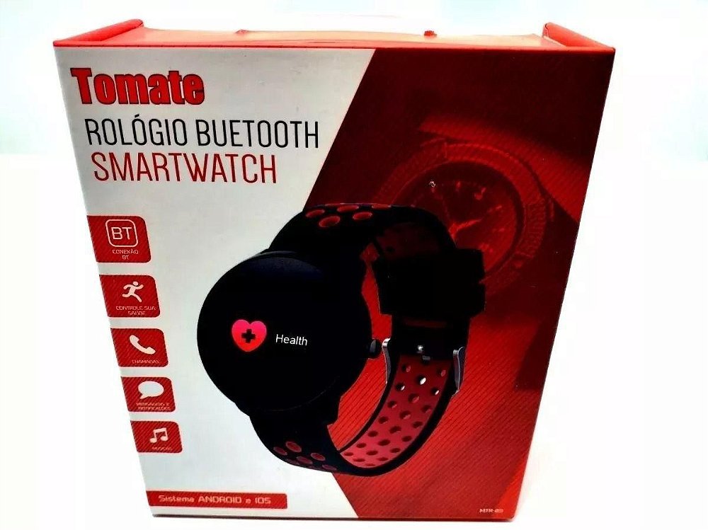 Relógio Smartwatch Sport Buetooth Mtr-09 Tomate - Preto - L12 Barato