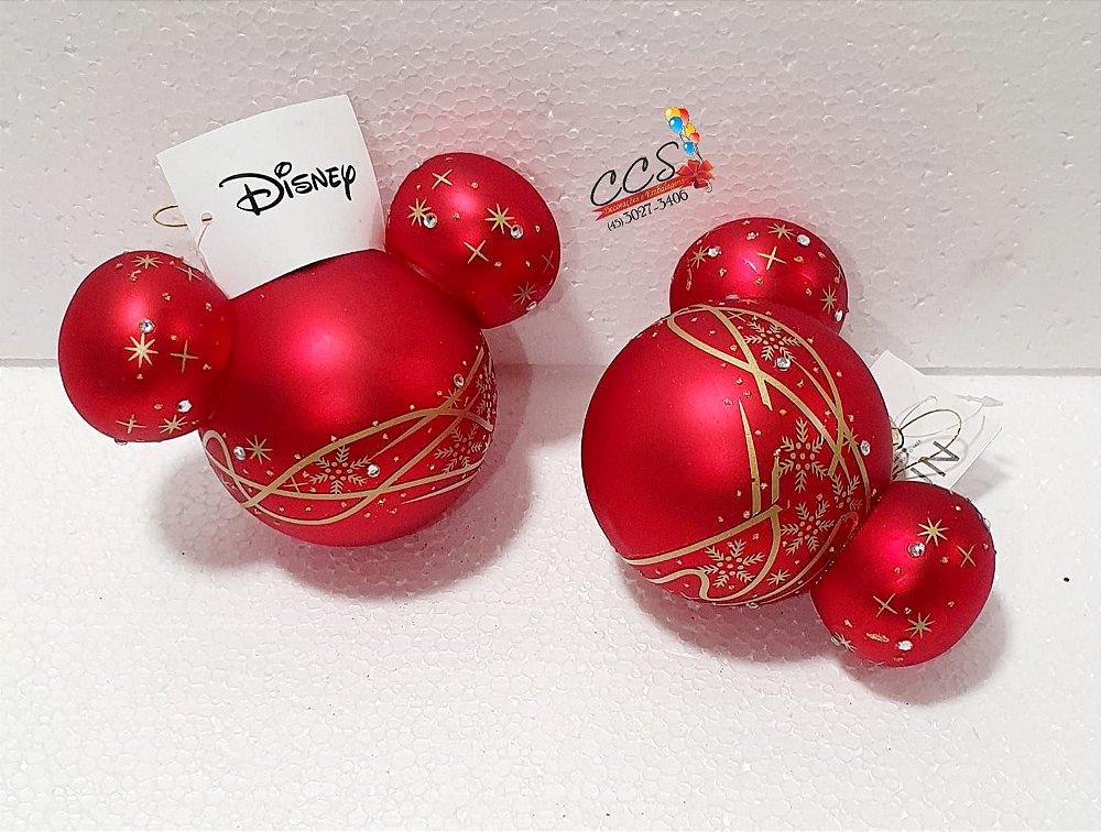 Bola de Vidro Cabeça Mickey Mouse 10cm Jogo com 2 Unidades - Natal Disney - Ref 1443309 - Cromus Natal - CCS Decorações Bola de Vidro Cabeça Mickey Mouse 10cm Jogo com 2 Unidades - Natal Disney - Ref 1443309 - Cromus Natal - CCS Decorações