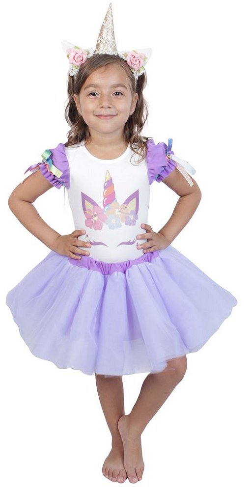 Fantasia Unicórnio Gentil body e saia tutuQuimera Kids, Loja de