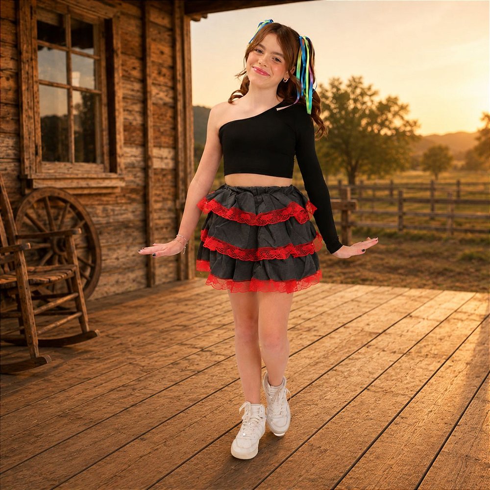 saia e cropped festa junina infantil