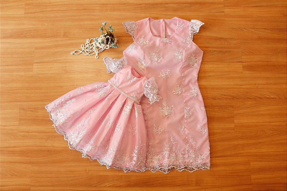 Vestido de Festa Rosa - Mãe e Filha - Liminha Doce - Vestidos de Festa  Infantis e Mãe e Filha