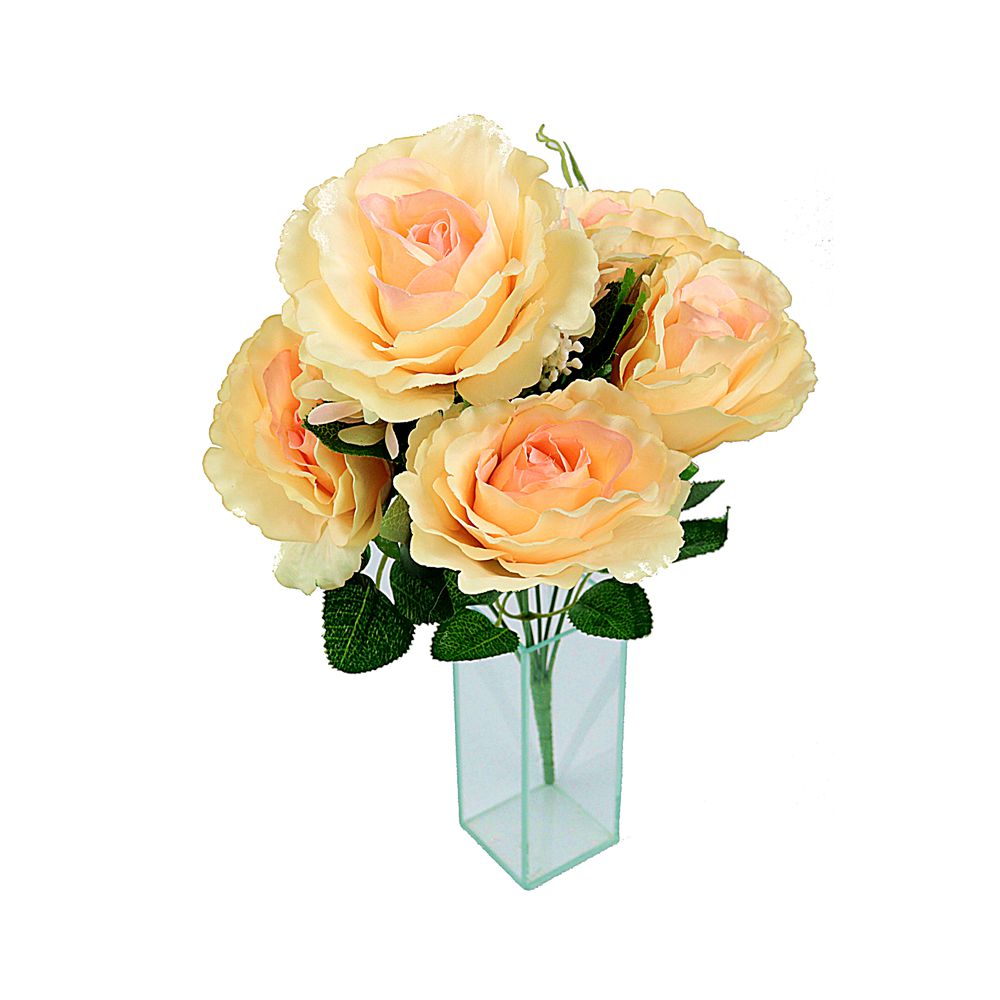 Buque De Rosa Artificial Grande Creme Com 5 Botoes Maison Du Atelier