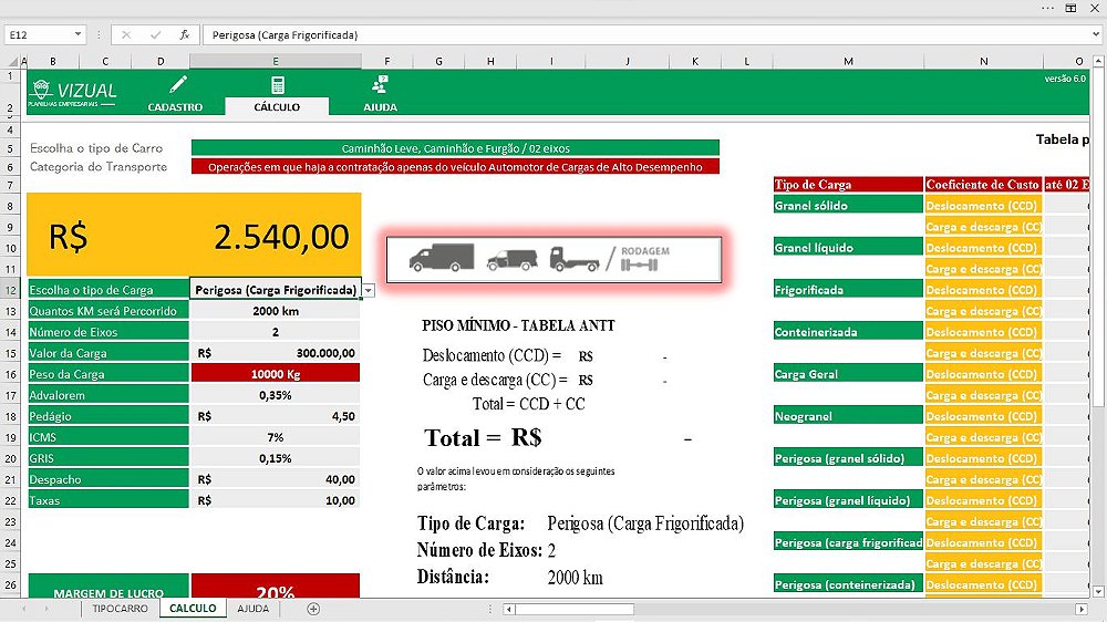 Pacotes Com Todas As Planilhas De Fretes Para Transportadoras Em Excel Vizual Planilhas 2881