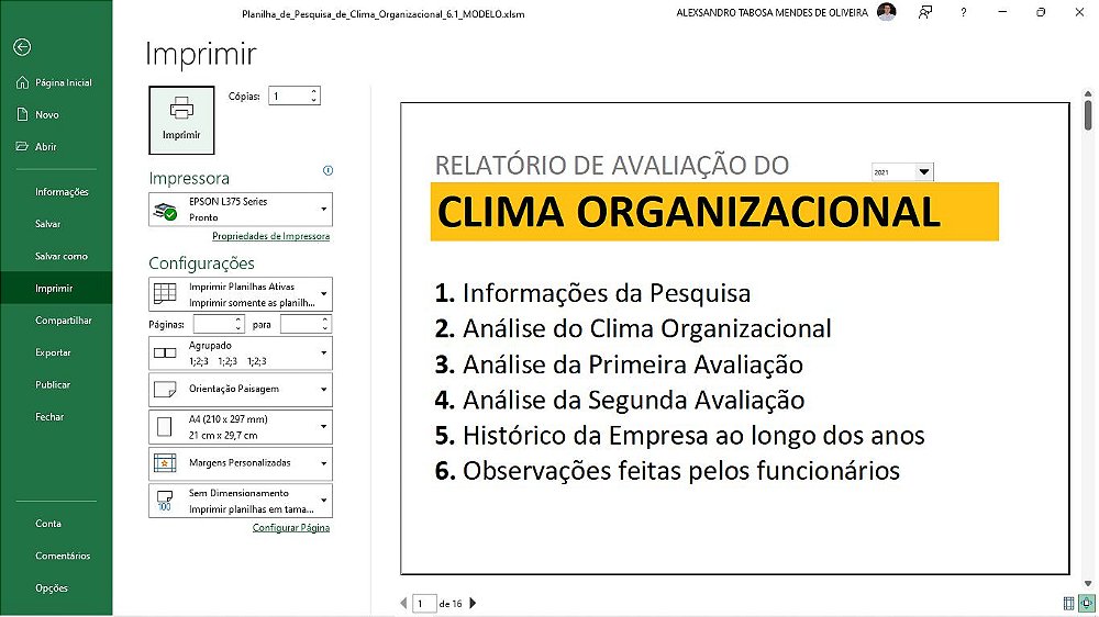 Planilha De Pesquisa De Clima Organizacional Em Excel Vizual Planilhas Empresariais