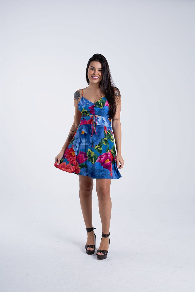 vestido azul farm