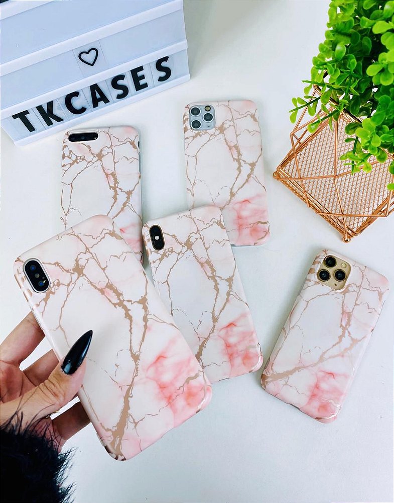 Capinha para Iphone Efeito MÁRMORE ROSA - TK cases
