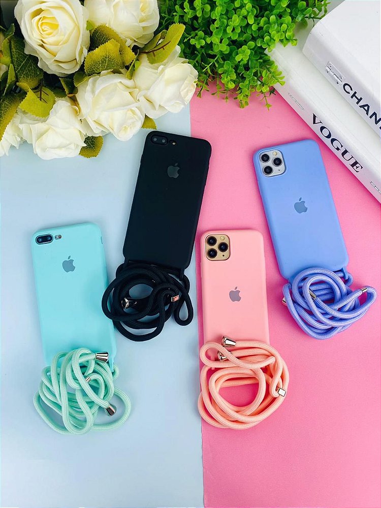 Capinha Apple Aveludada com Cordão para Iphone - TK cases