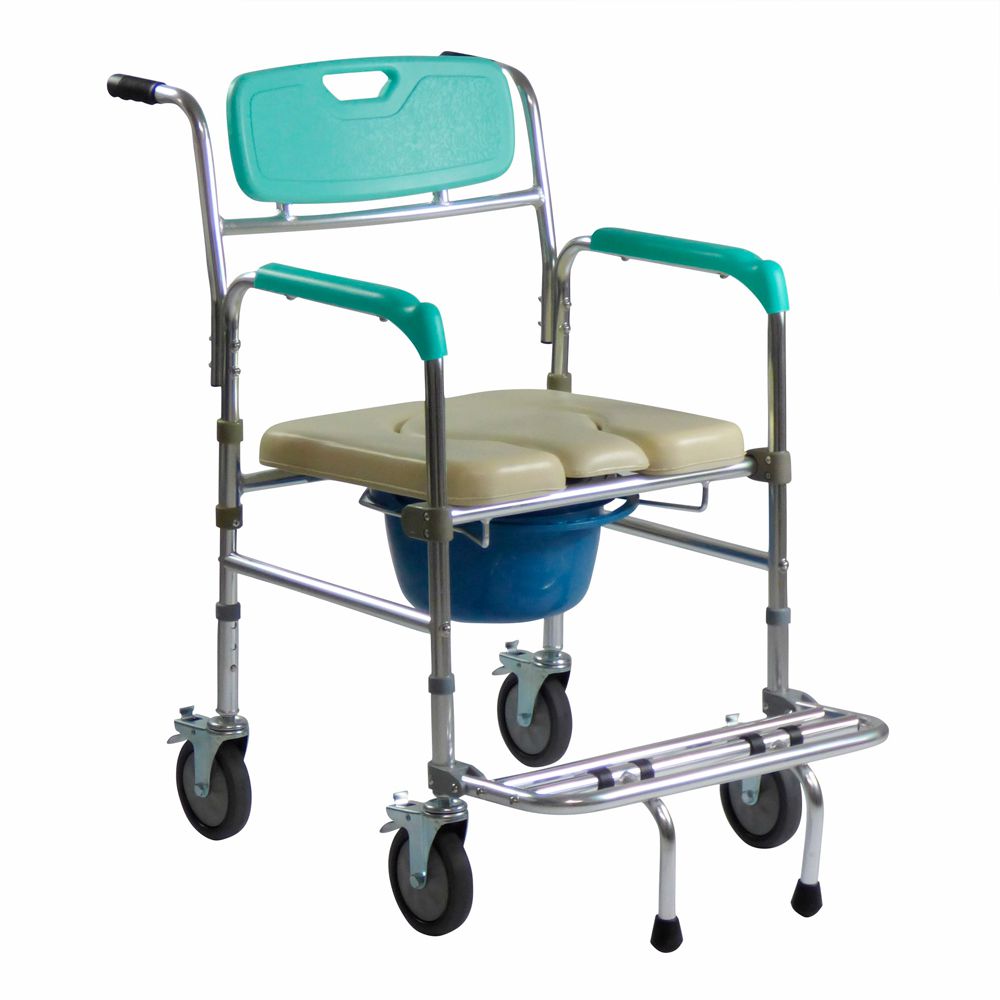 Cadeira de banho em alumínio com encosto e apoio de pé - FTS7801 -  Zimedical - CIRÚRGICA MG
