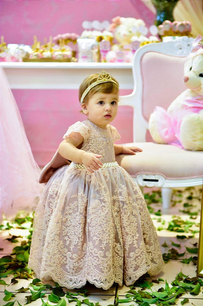 vestido de festa infantil rosa seco