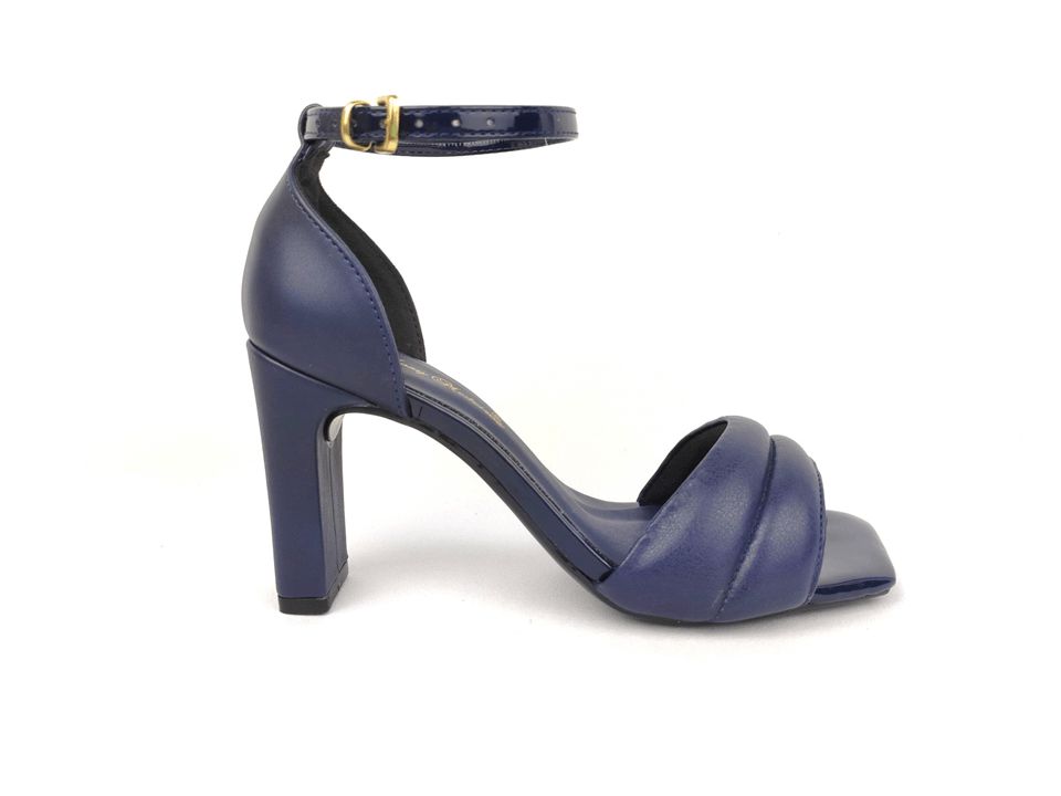 Sandália Soft Azul Marinho Navy Acolchoada Salto Meio Bloco 8 cm - Josy