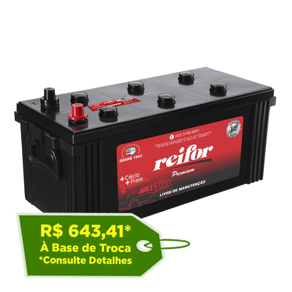 Bateria Reifor 150Ah 12V R150MCD - Reis Baterias: Pague em 10X SEM JUROS