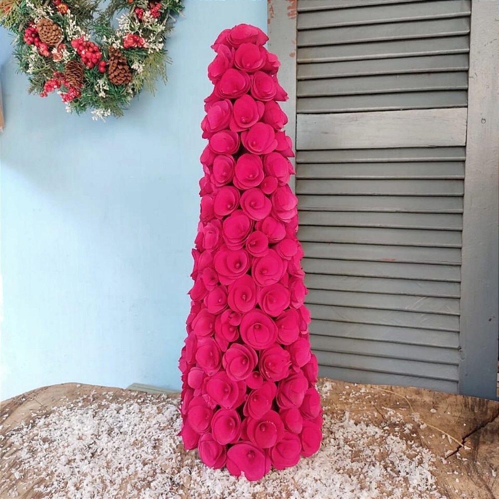 Árvore de Natal para Mesa Cone Rosas Vermelhas 54cm - Daluel - Daluel