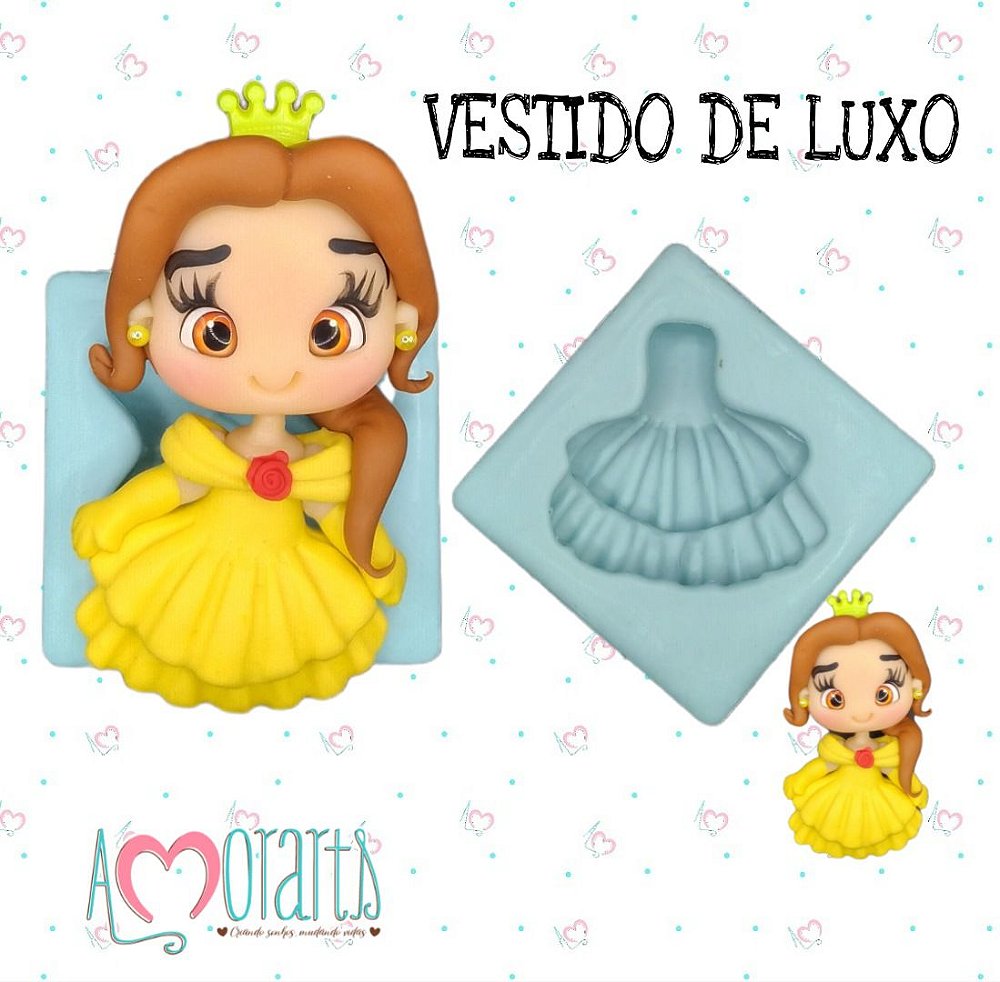 Molde de Silicone Vestido de Luxo - AMORART'S Molde de Silicone Vestido de Luxo - AMORART'S