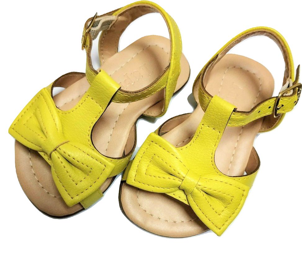 Sandália Infantil Feminina Amarela com Laço Lupie - joopeebabykids