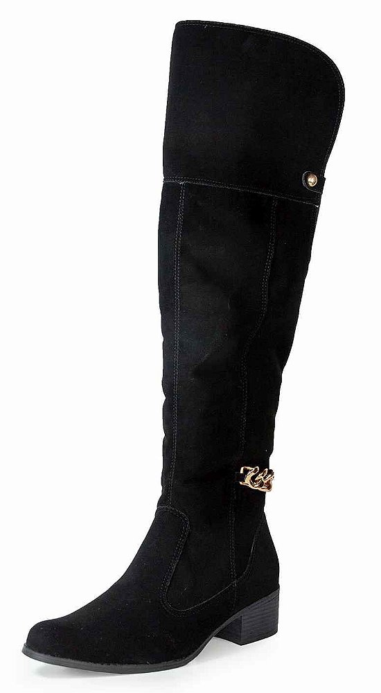 Bota Cano Longo Montaria Corrente Nobuck Preto Bendito Conforto