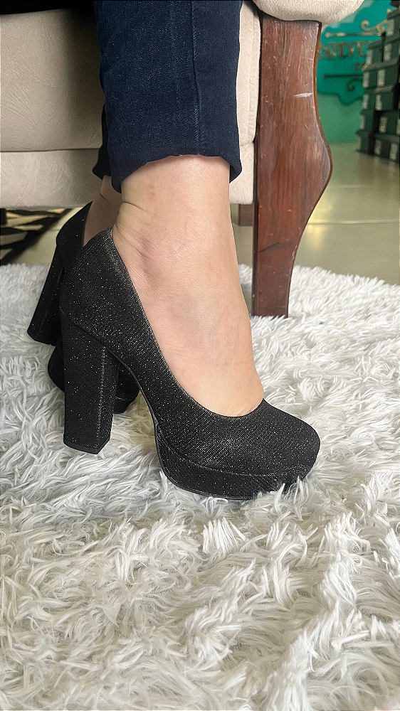 Sapato Scarpin Meia Pata Luxor Preto Bendito Conforto Calçado