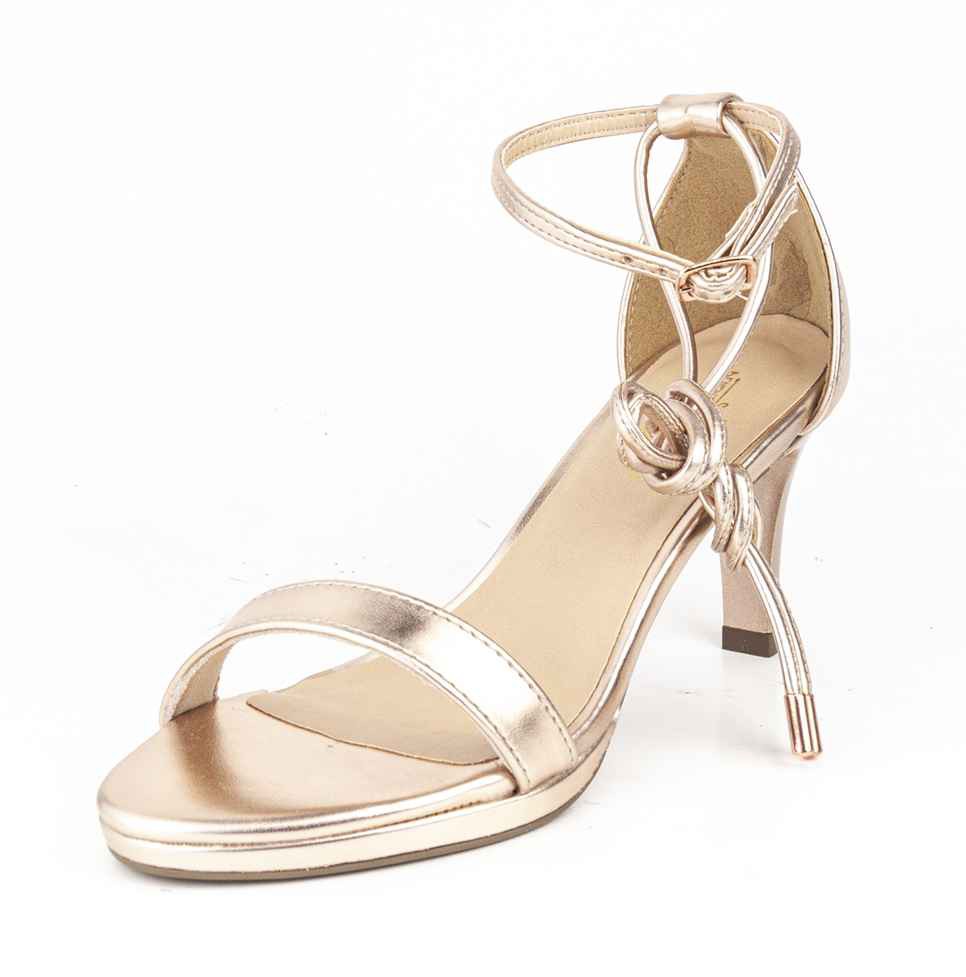 Sandália Salto Fino Tiras De Amarrar Bc Ipanema Cobre Bendito