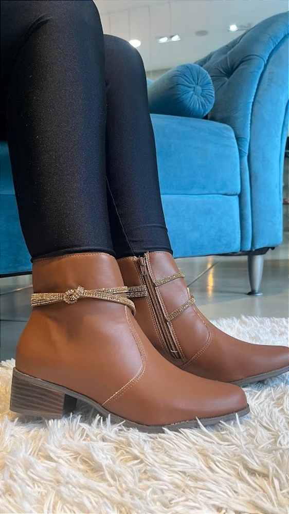 Bota Curta Montaria Strass Winner Linhaça Bendito Conforto