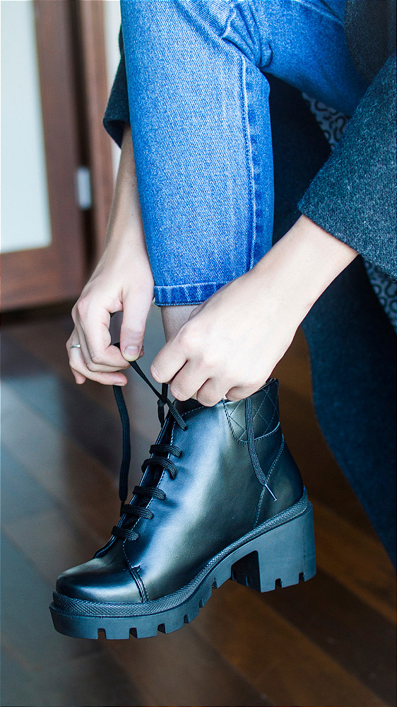 Bota Coturno Tratorado New Mestiço Preto Bendito Conforto