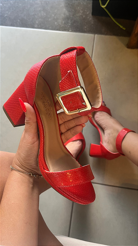 Sandália Meia Pata Fivela Arizona Tango Vermelho Bendito