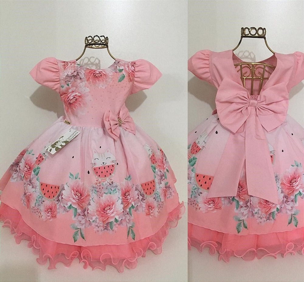 vestido salmão infantil