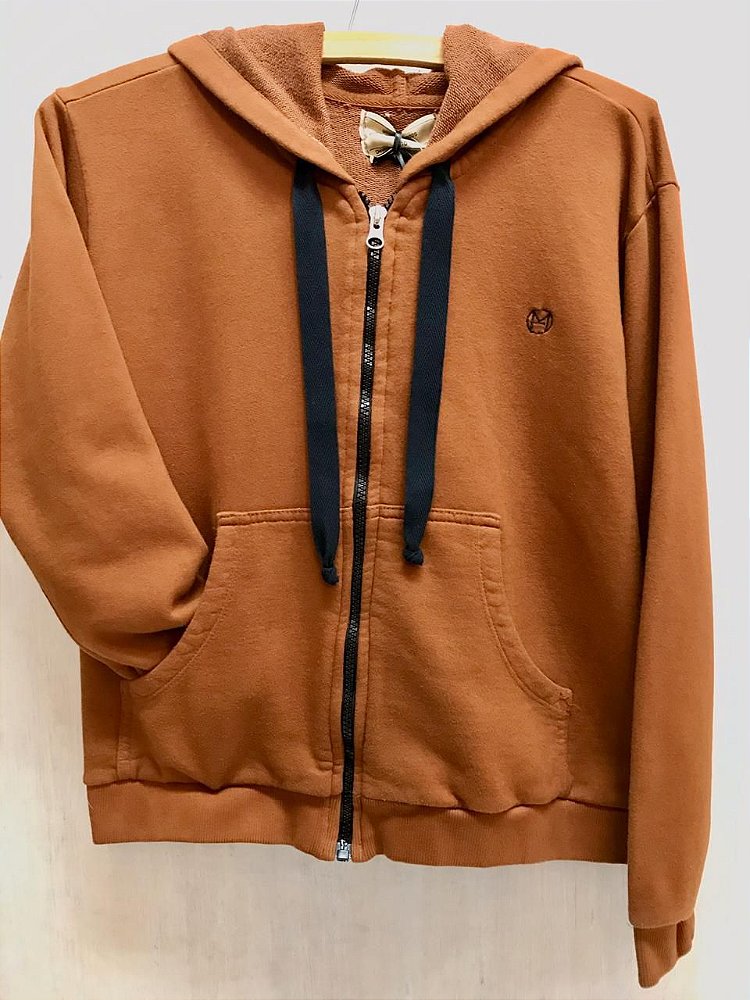 zip up orange moletom com capuz