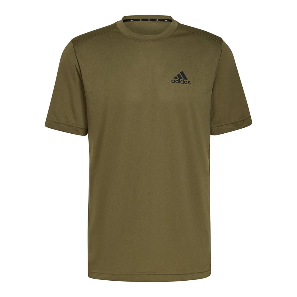 Camiseta Adidas D2M Plain Aeroready Verde Militar Masculino - 10K Sports