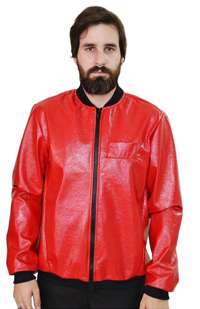 jaqueta vinil vermelha