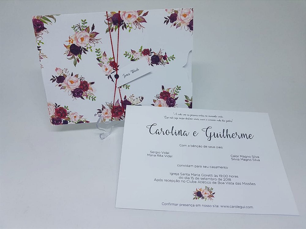 Convite marsala todo floral - Atelie da Lola Conviteria - convites casamento  debutante bodas