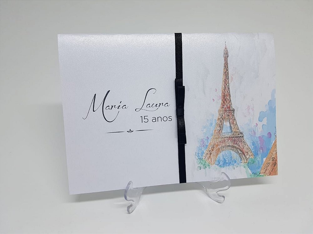 Convite de 15 anos tema Paris e Torre Eiffel - Atelie da Lola Conviteria -  convites casamento debutante bodas