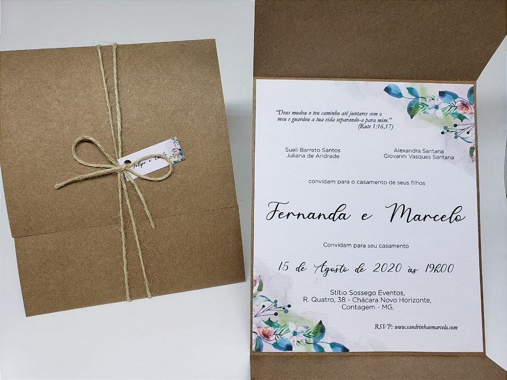 Convite de casamento rustico flores e cordão de sisal - Atelie da Lola  Conviteria - convites casamento debutante bodas