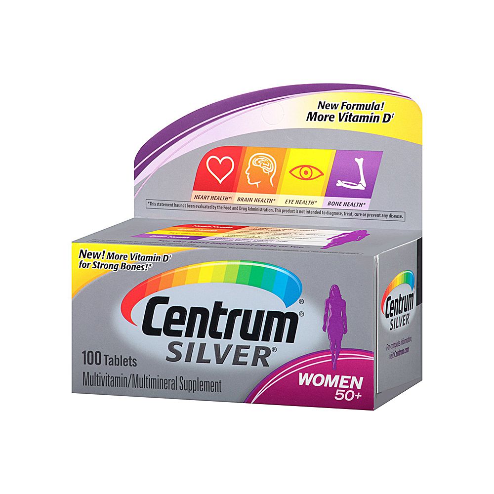 Multivitamínico Centrum Silver Mulher 50+ 100 Comprimidos - coquelux
