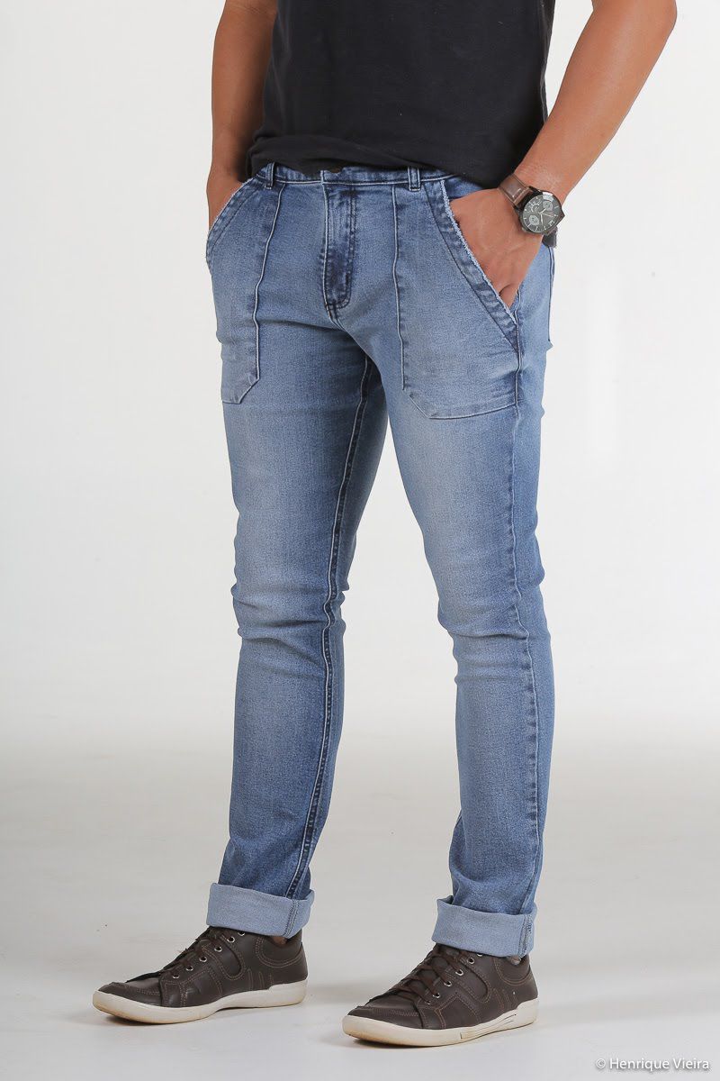 Hollywood Contain block Calça Jeans Masculino Adulto Bolso Faca Externo - SELF COMMAND