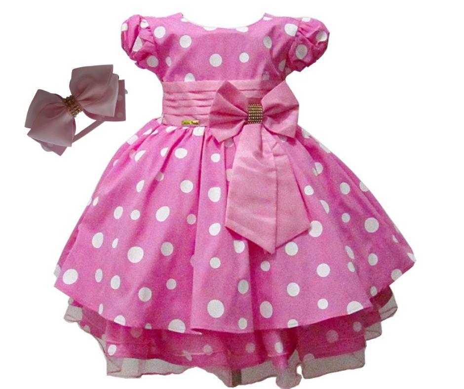 Vestido Infantil Minnie Rosa - Galipe Moda Kids - Vestido para Princesas