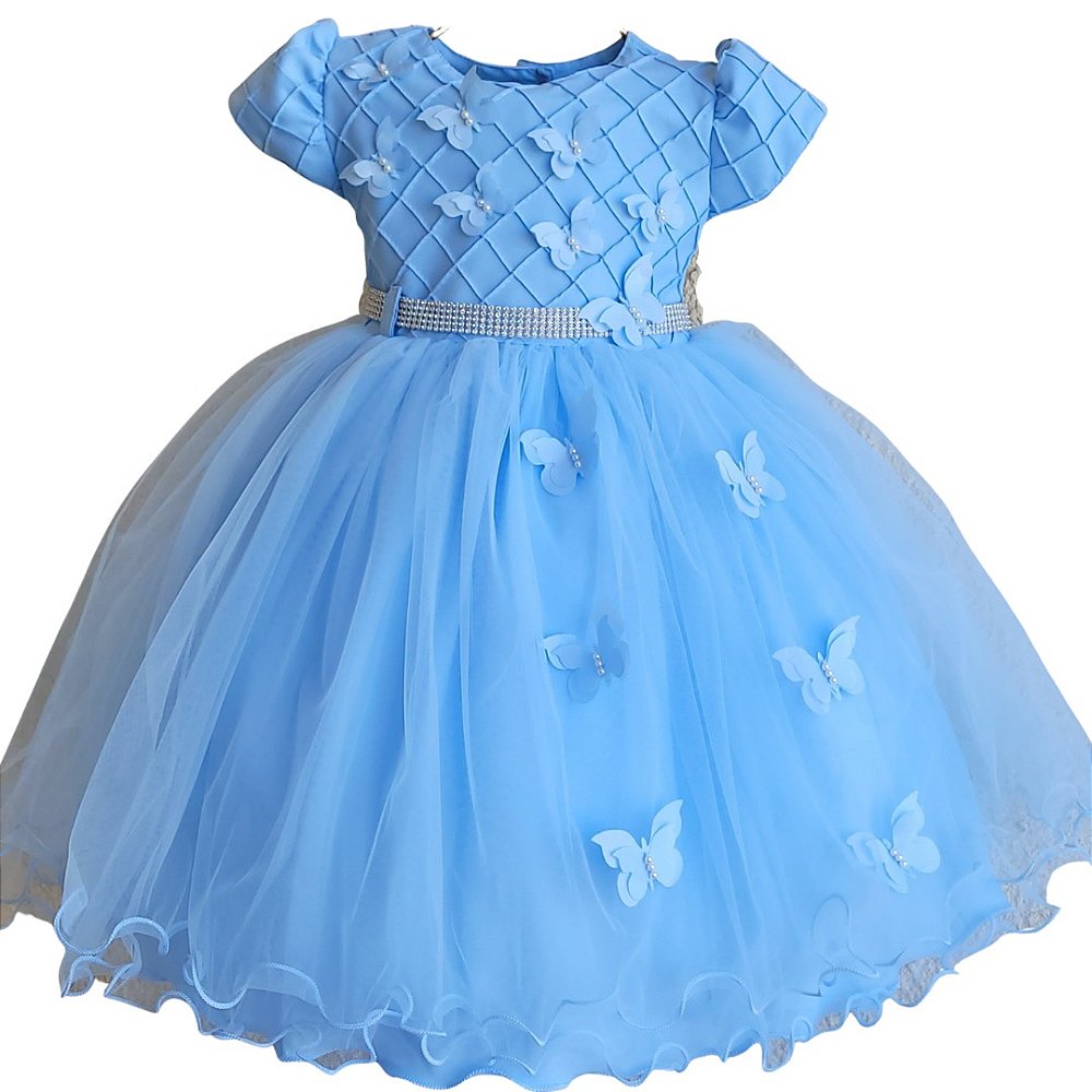 Vestido Infantil Azul Claro - Galipe Moda Kids - Vestido para Princesas